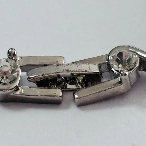 Silver Tone Clear Crystal S Wave Tennis Bracelet 7.5” - Picture 11 of 12